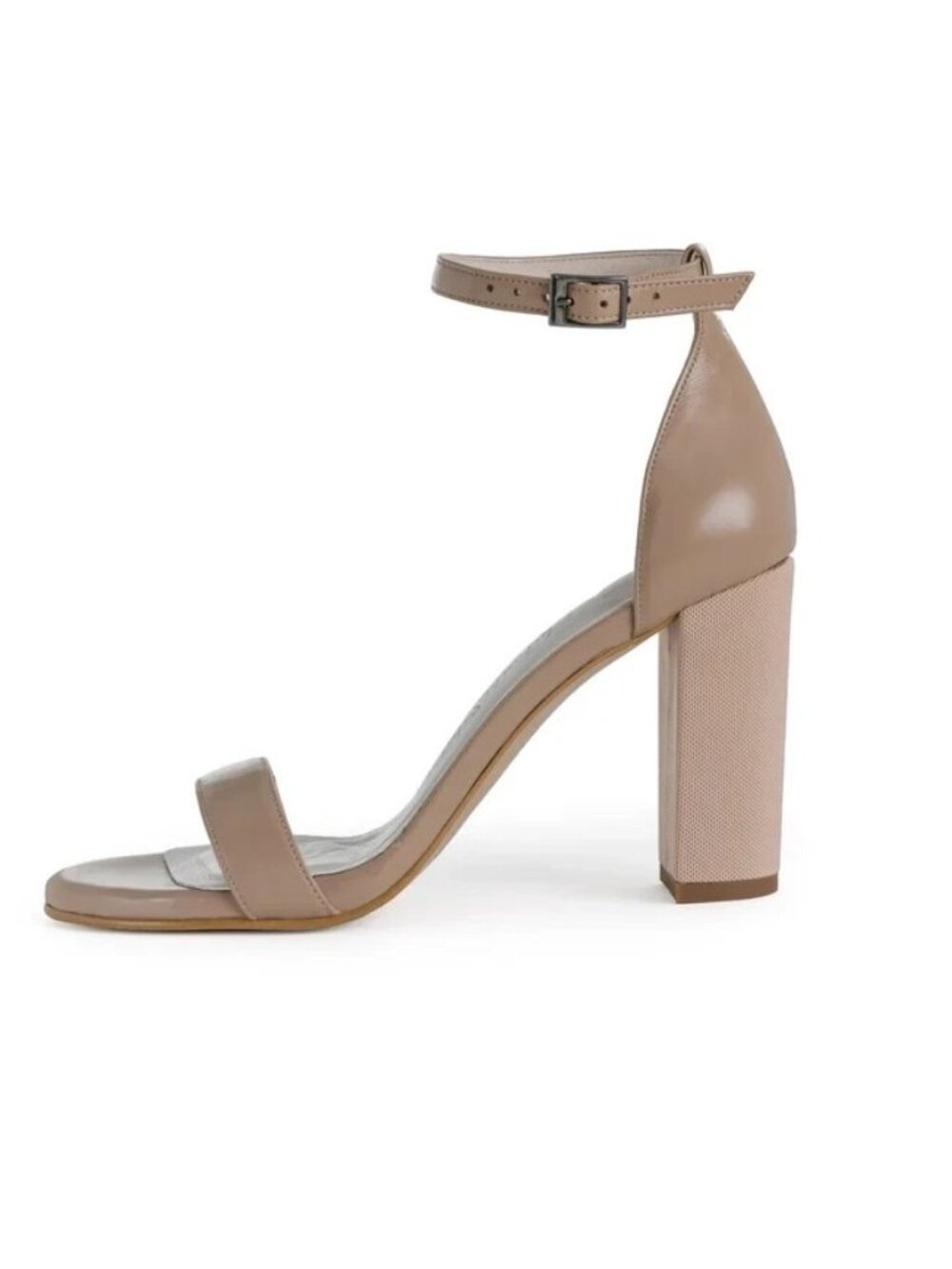 NEW Antonia Saint NY Tina Party 90mm Block Heel  Ankle Strap Nude Shoes 6.5